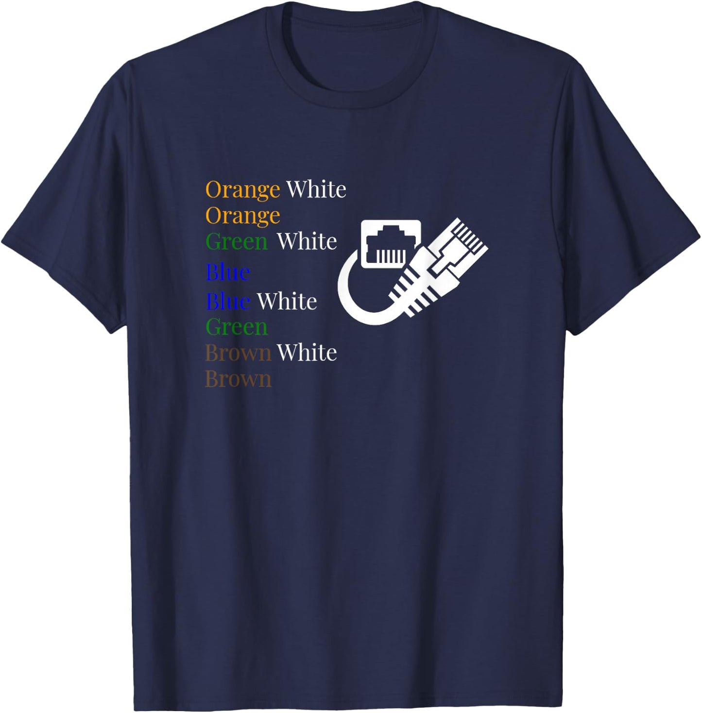 Telecom Fiber Optic Ethernet Color Code T-Shirt - T-Shirt | Navy