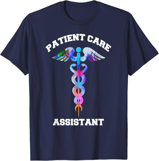 PCA Patient Care Assistant Medical Emblem Caduceus Gifts T-Shirt - T-Shirt | Navy
