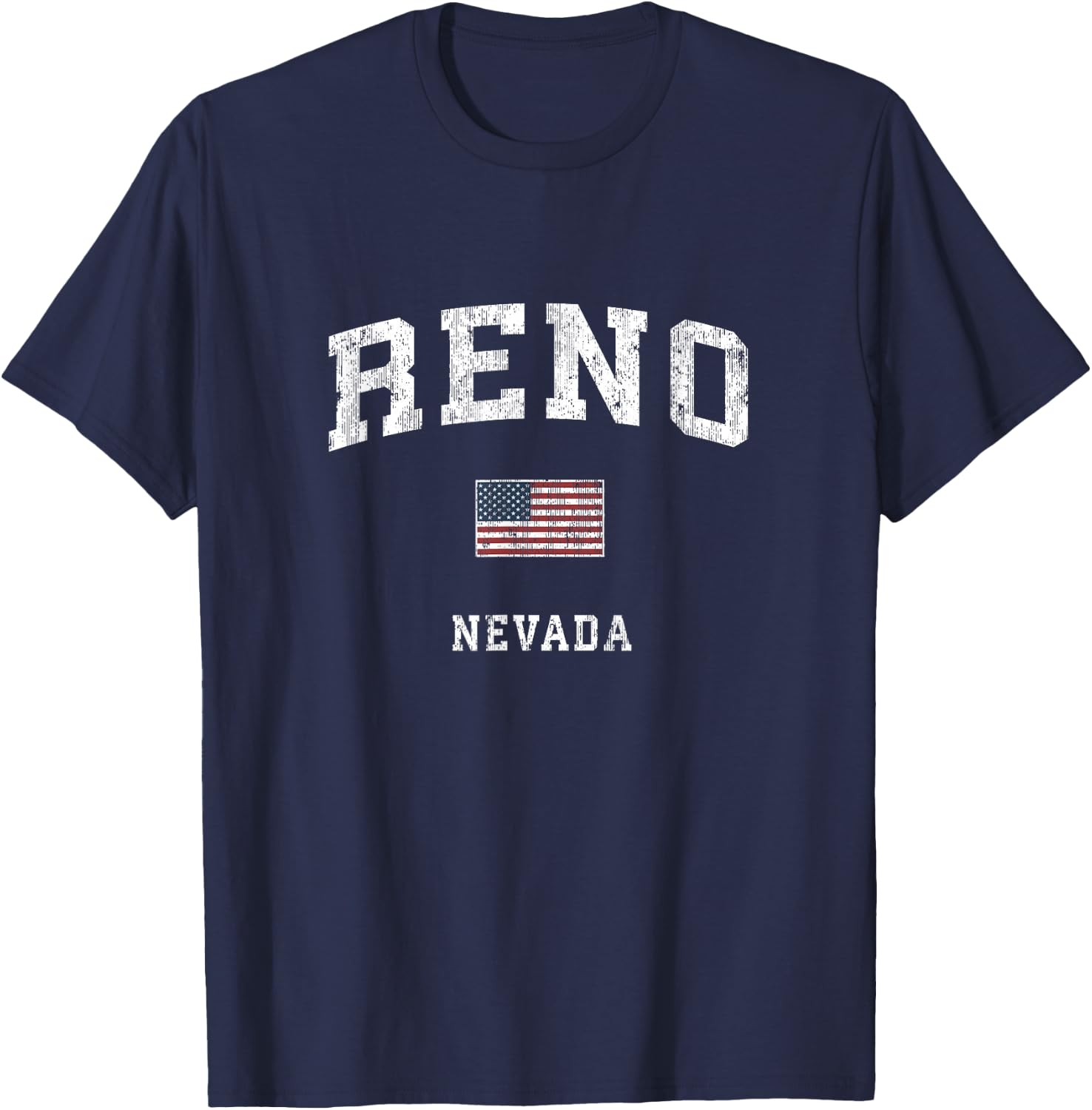 Reno Nevada NV Vintage American Flag Sports Design T-Shirt - T-Shirt | Navy