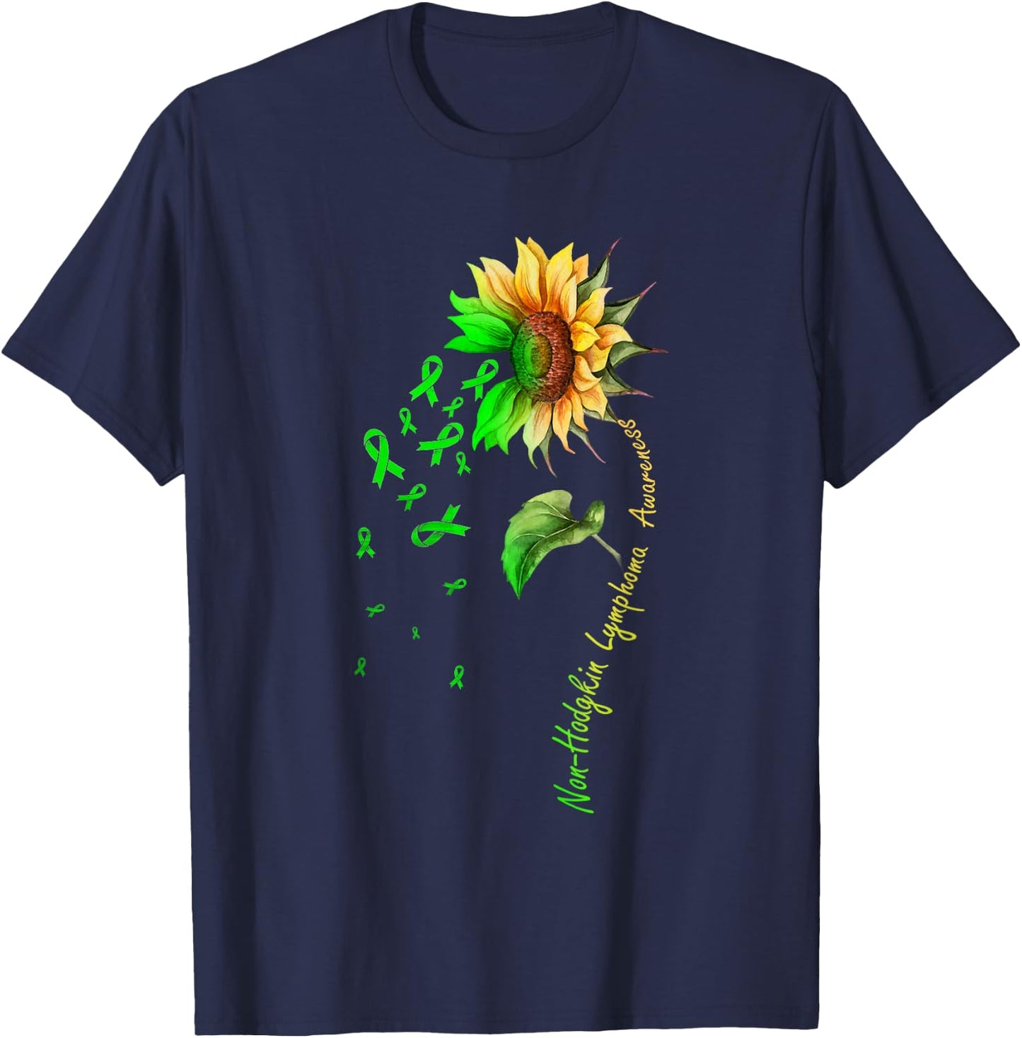 Non-Hodgkin Lymphoma Sunflower Shirt T-Shirt - T-Shirt | Navy