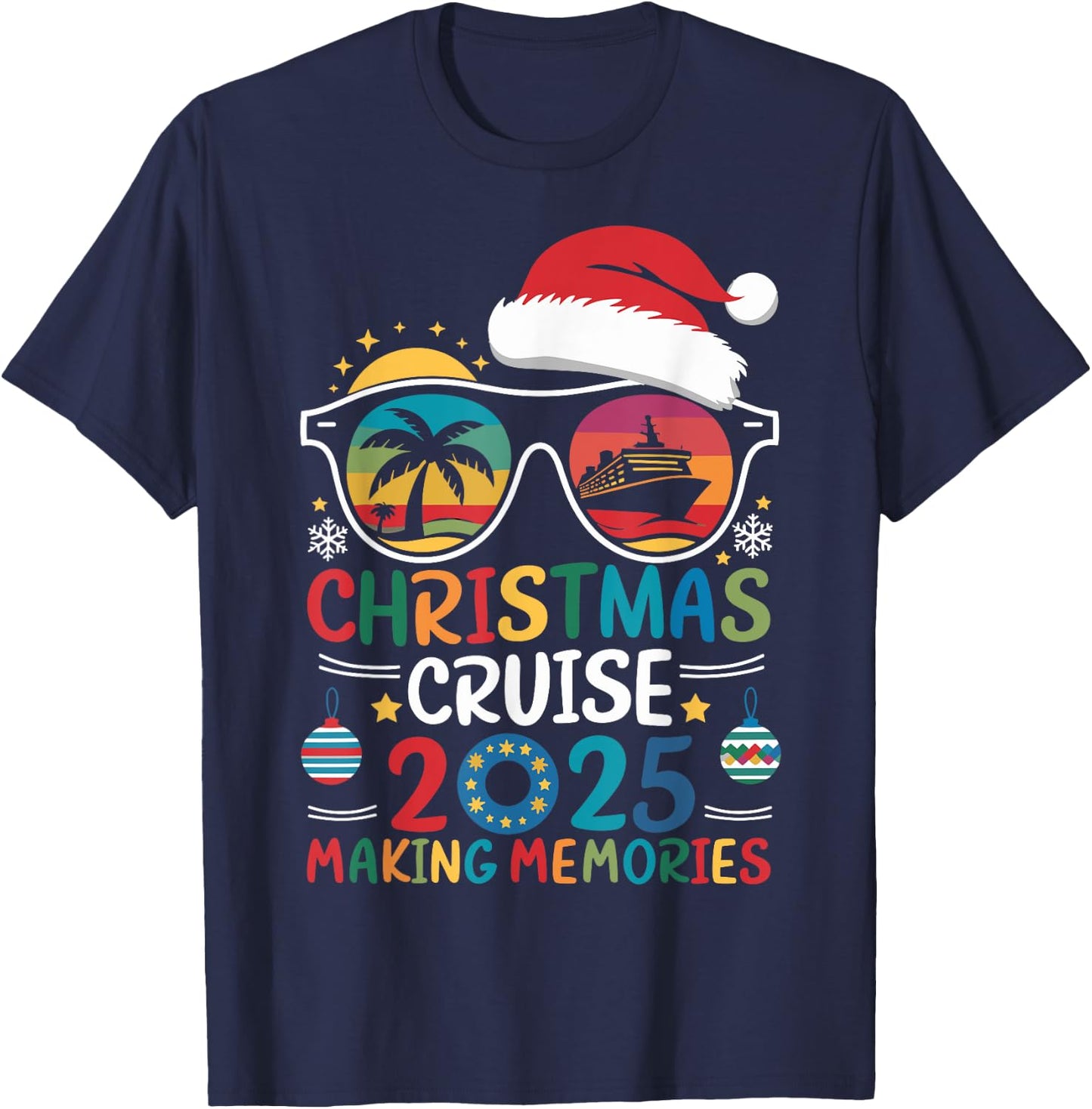 Christmas Cruise 2025 Men Women Kids Family Cruise Matching T-Shirt - T-Shirt | Navy
