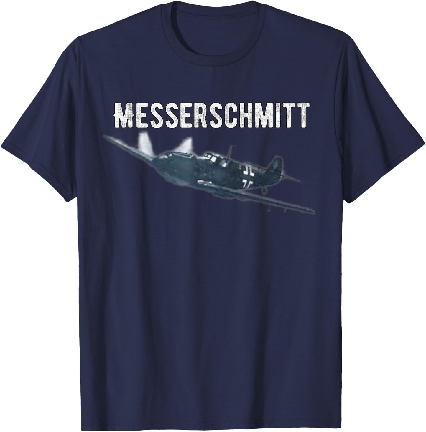Shirt City Military Veteran Honor Wear WW2 Messerschmitt German Fighter Plane Commemorative T-Shirt - T-Shirt | Navy