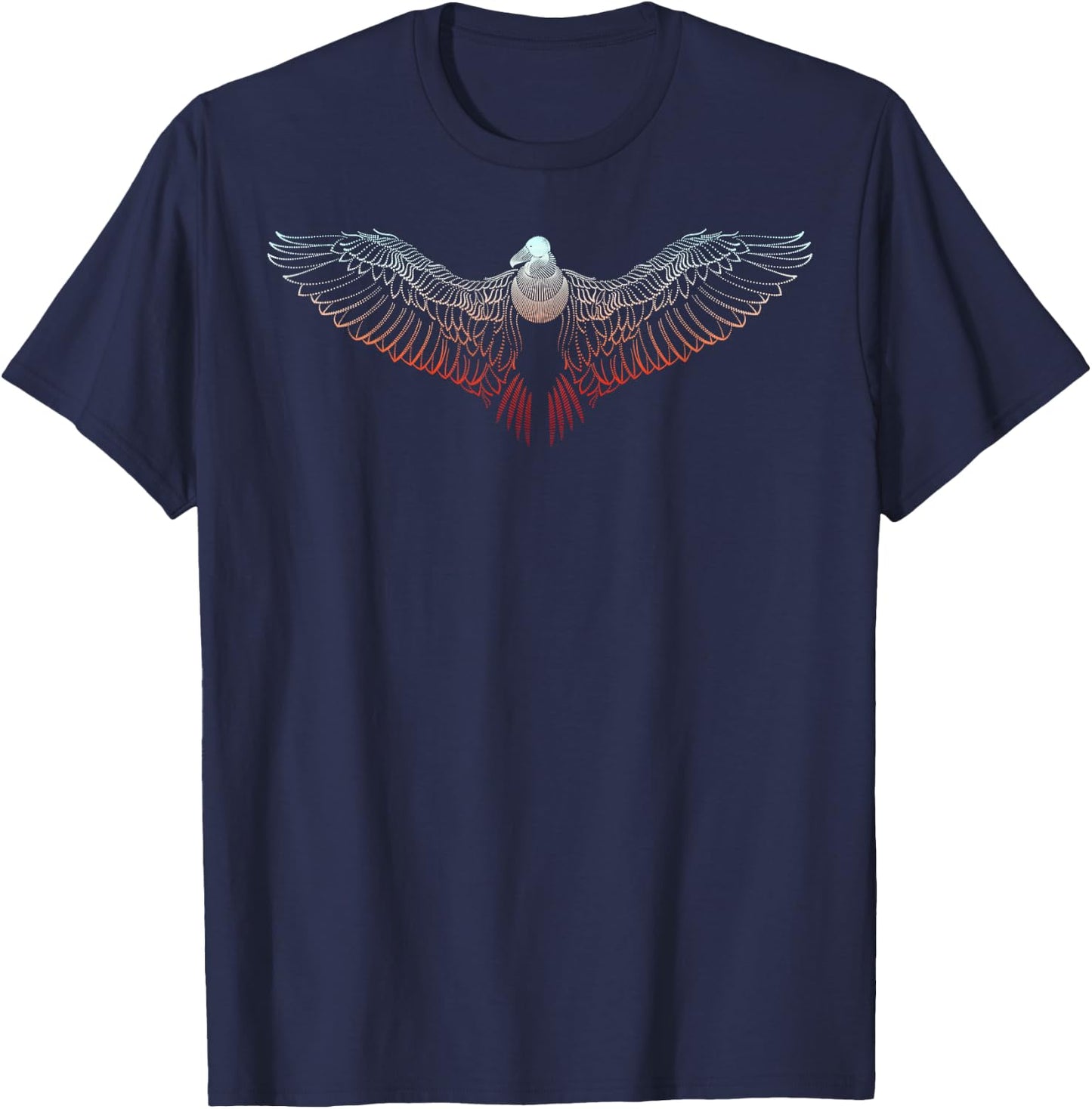 Flying Condor Bird Dot line Art Animal Drawing Gift - Condor T-Shirt - T-Shirt | Navy