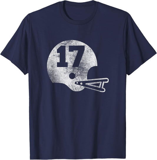 Vintage Football Jersey Number 17 Player Number T-Shirt - T-Shirt | Navy