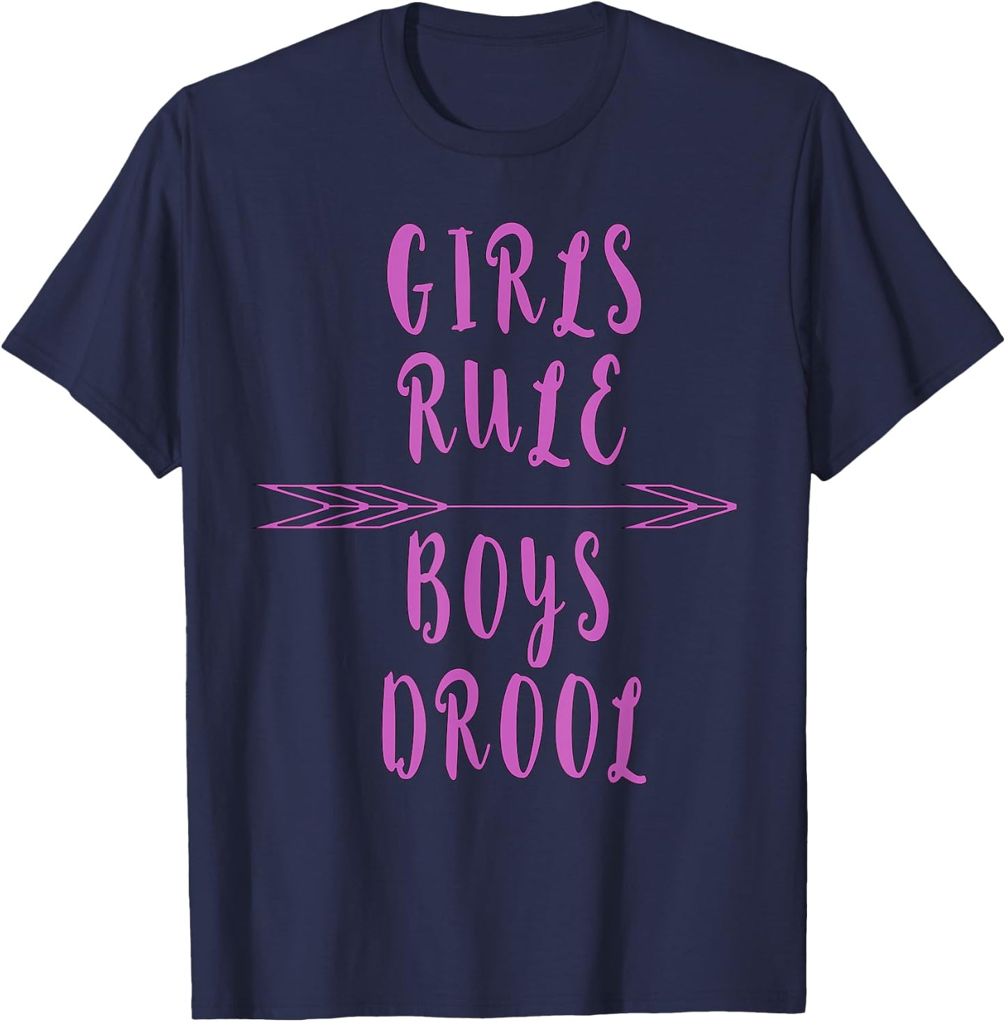 Funny witty gift ideas and tops Girls Rule, Boys Drool Anti-Valentine's Day Black Small Classic Fit Heather Grey Cotton Polyester Short Sleeve T-Shirt - T-Shirt | Navy
