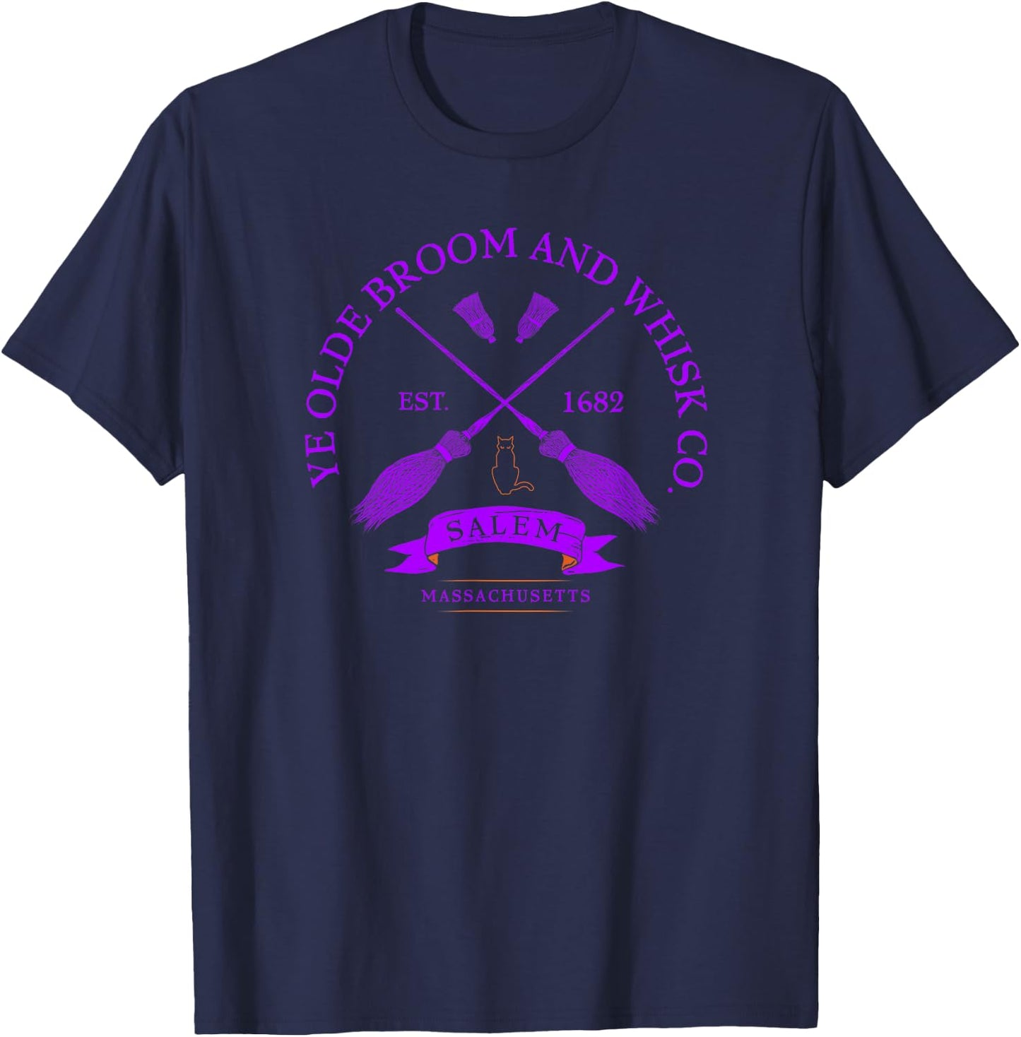 Ye Olde Broom Co - Salem Mass. Est. 1682 Halloween T-Shirt - T-Shirt | Navy