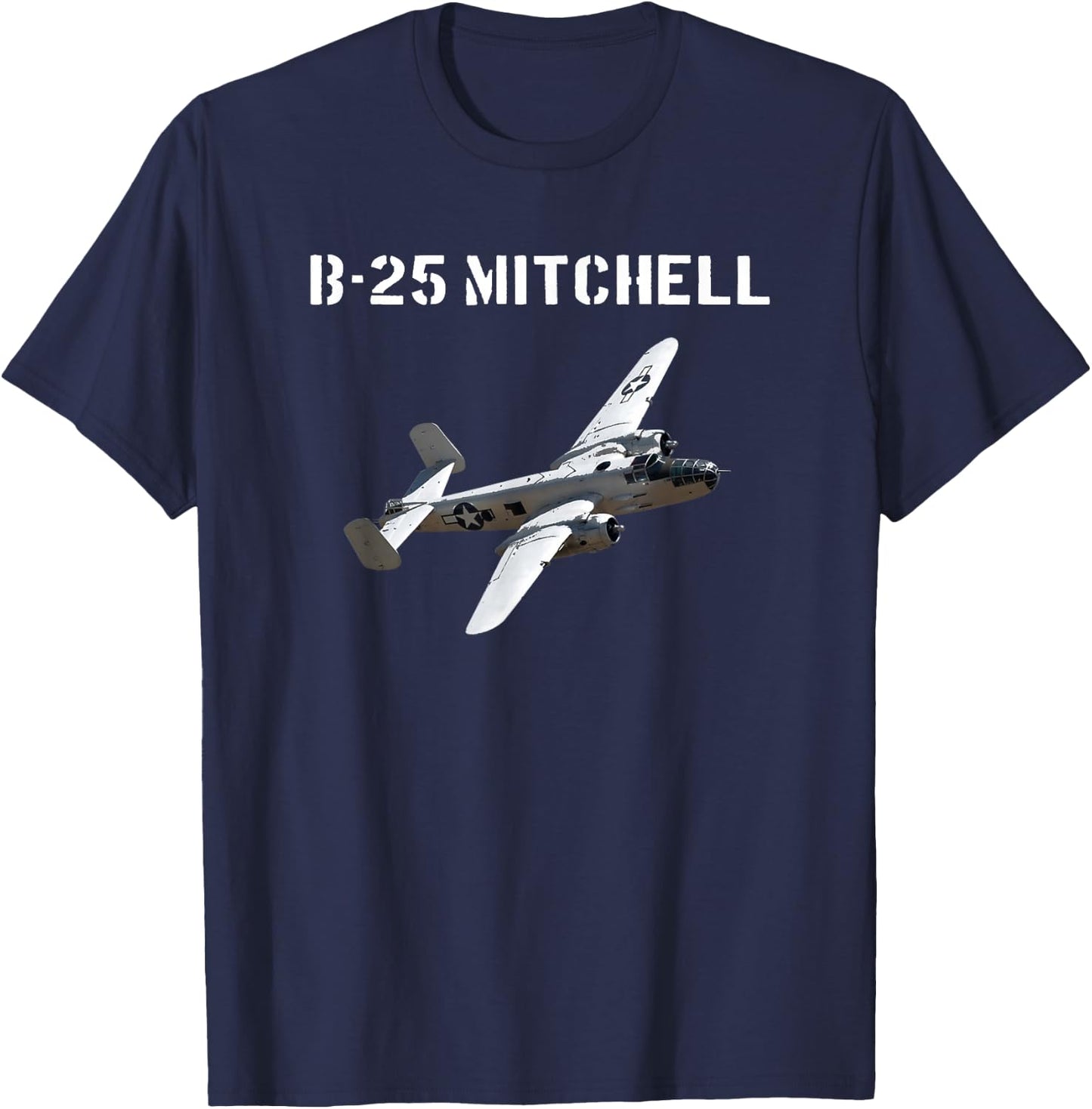 B-25 Mitchell Bomber Plane WW2 Vintage T-Shirt - T-Shirt | Navy