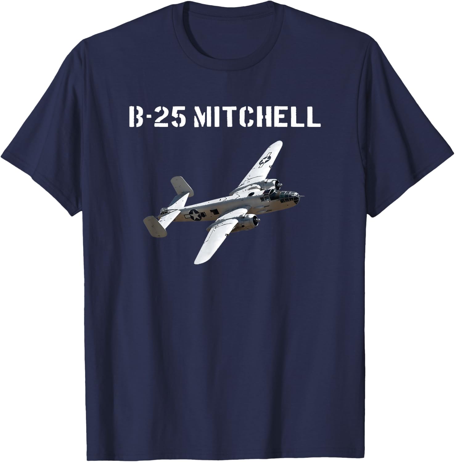 B-25 Mitchell Bomber Plane WW2 Vintage T-Shirt - T-Shirt | Navy