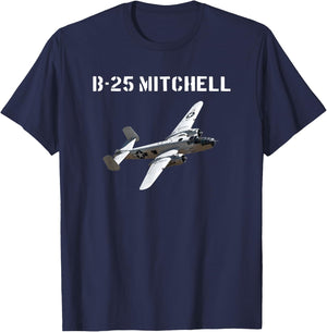 B-25 Mitchell Bomber Plane WW2 Vintage T-Shirt - T-Shirt | Navy