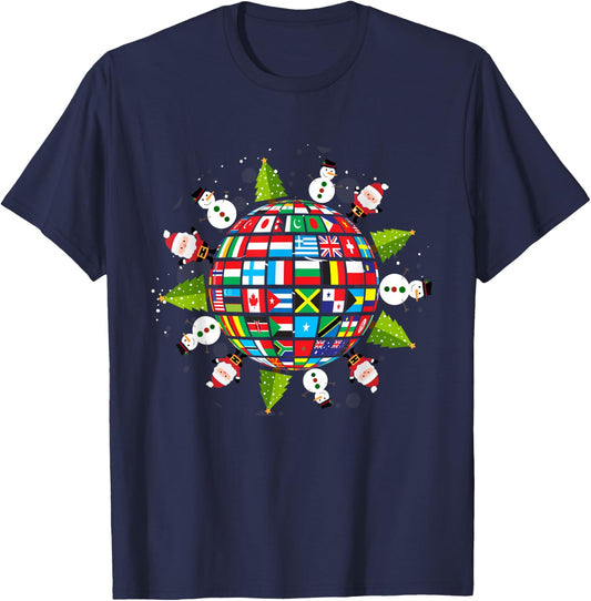 Flags of the World, Xmas around the Globe T-Shirt - T-Shirt | Navy