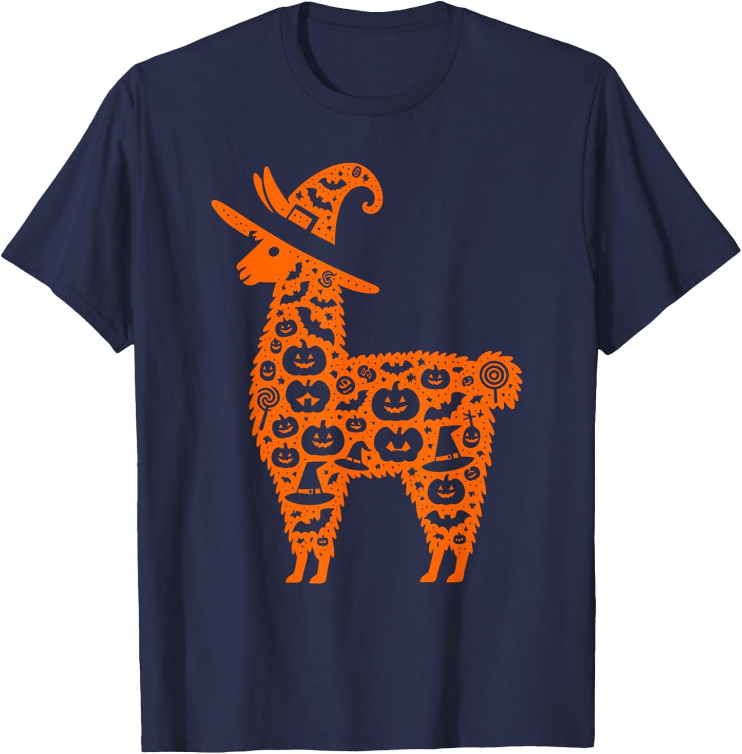 Funny Pumpkin Llama Candy Halloween Kids T-Shirt - T-Shirt | Navy