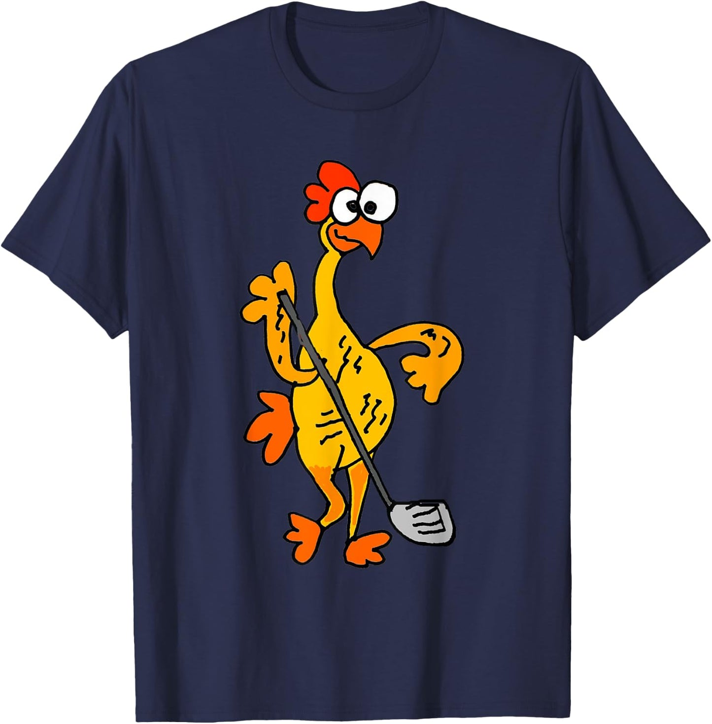 SmileteesSportsa Funny Rubber Chicken Playing Golf T-Shirt - T-Shirt | Navy