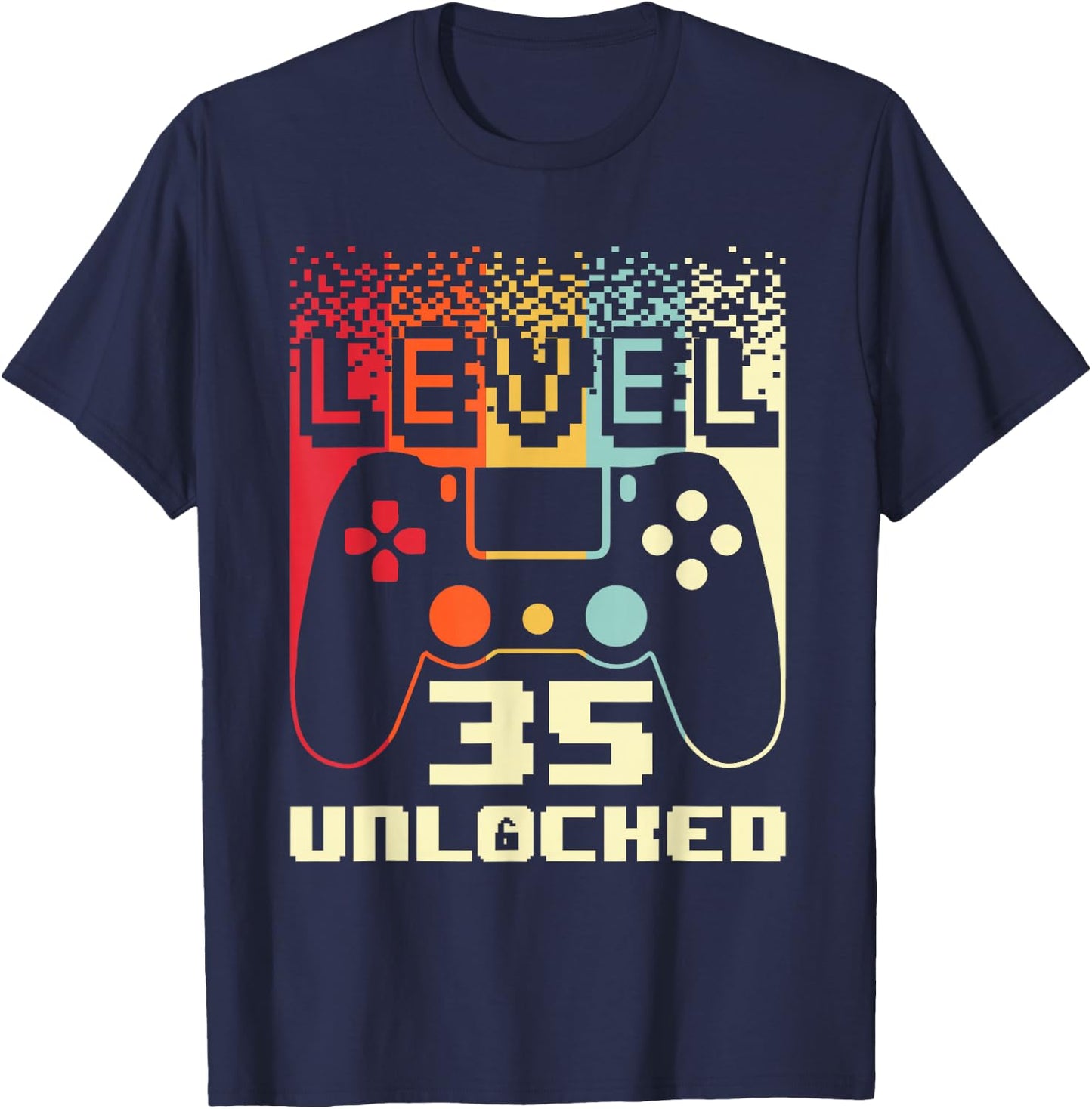 35th Birthday Level 35 Unlocked Gamer 35 Year Old T-Shirt - T-Shirt | Navy