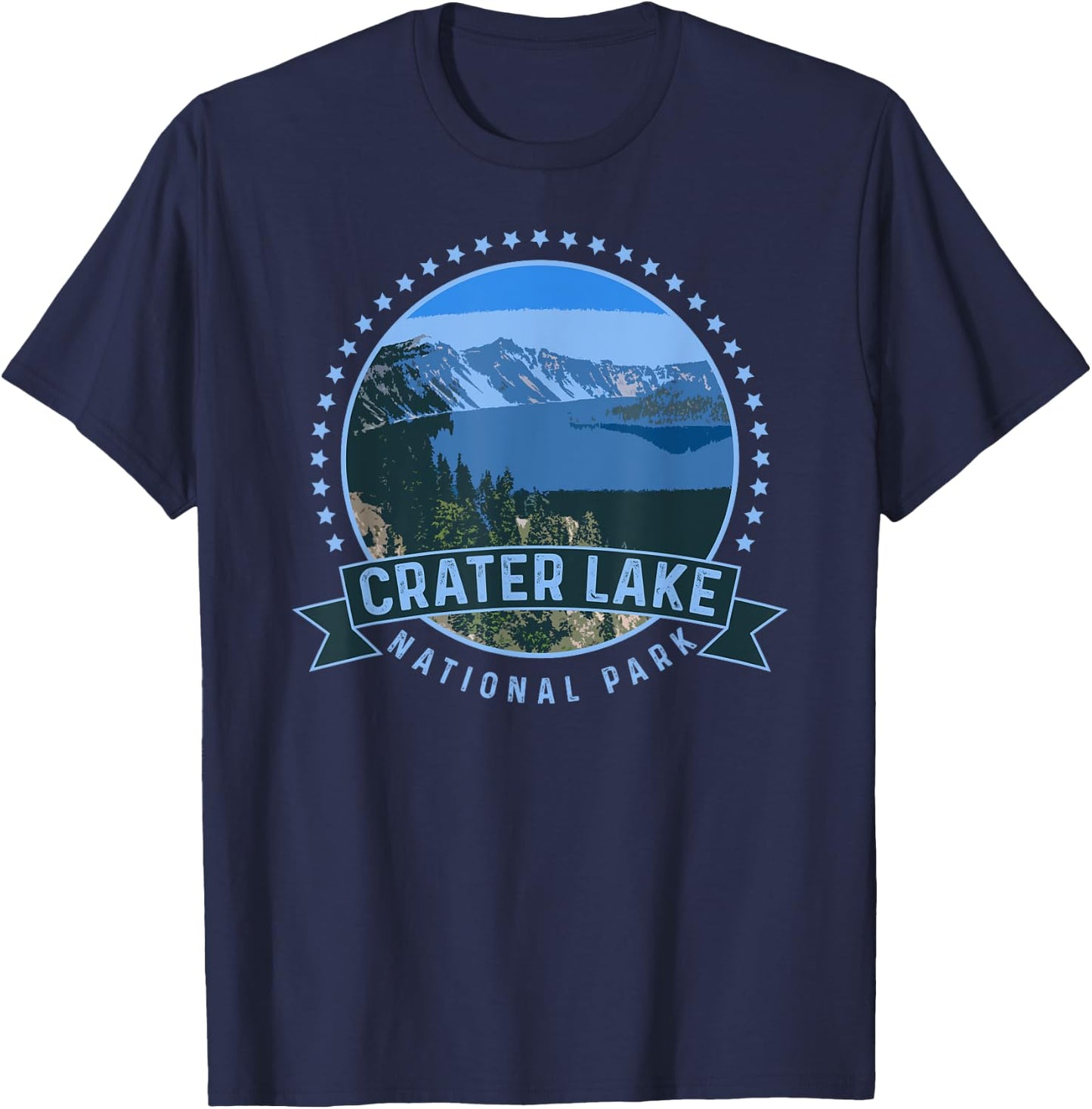 Crater Lake National Park -Outdoor Camping Hiking T-Shirt - T-Shirt | Navy