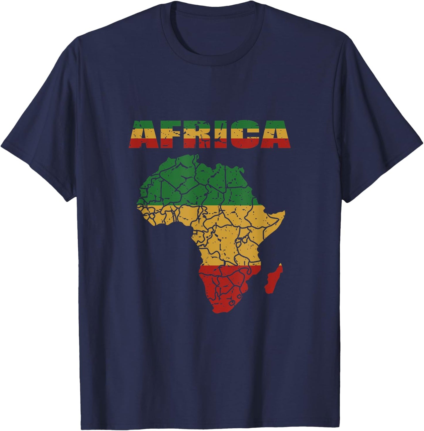 African Continent Africa Afro Reggae Flag T-Shirt - T-Shirt | Navy