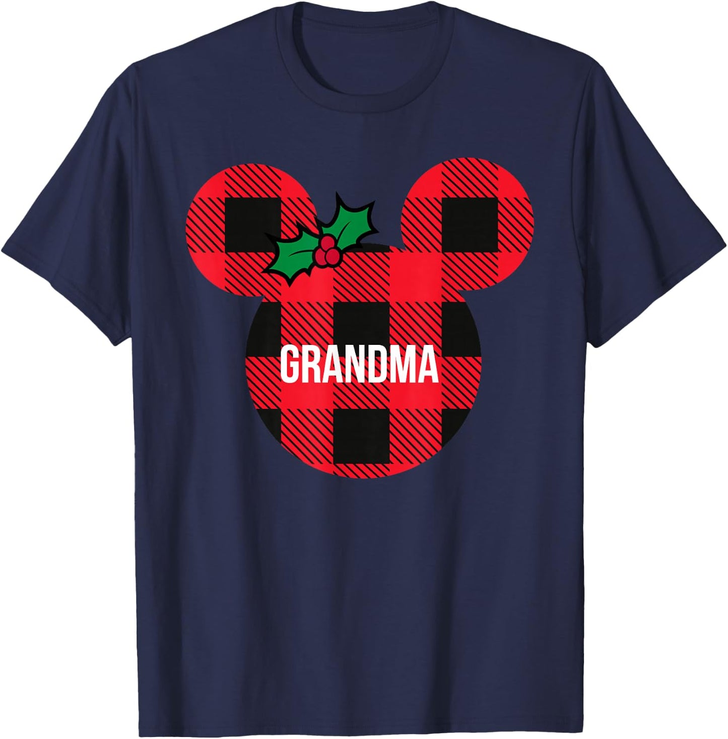 Disney Minnie Mouse Family Matching Holiday Plaid Grandma T-Shirt - T-Shirt | Navy