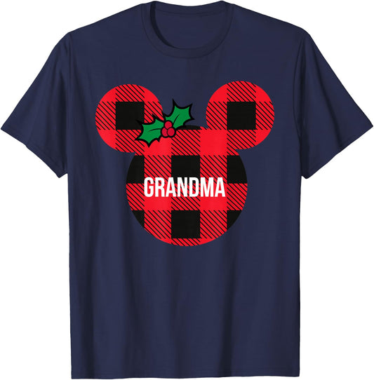 Disney Minnie Mouse Family Matching Holiday Plaid Grandma T-Shirt - T-Shirt | Navy