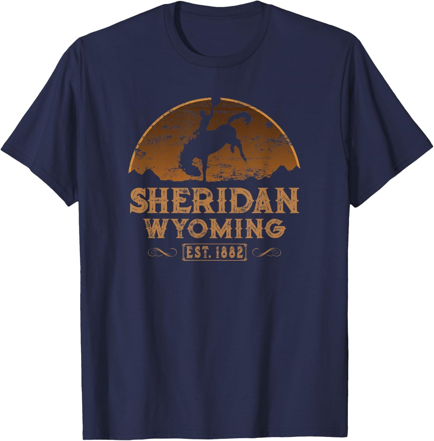 Sheridan Wyoming WY Wild West Rodeo Cowboy T-Shirt - T-Shirt | Navy
