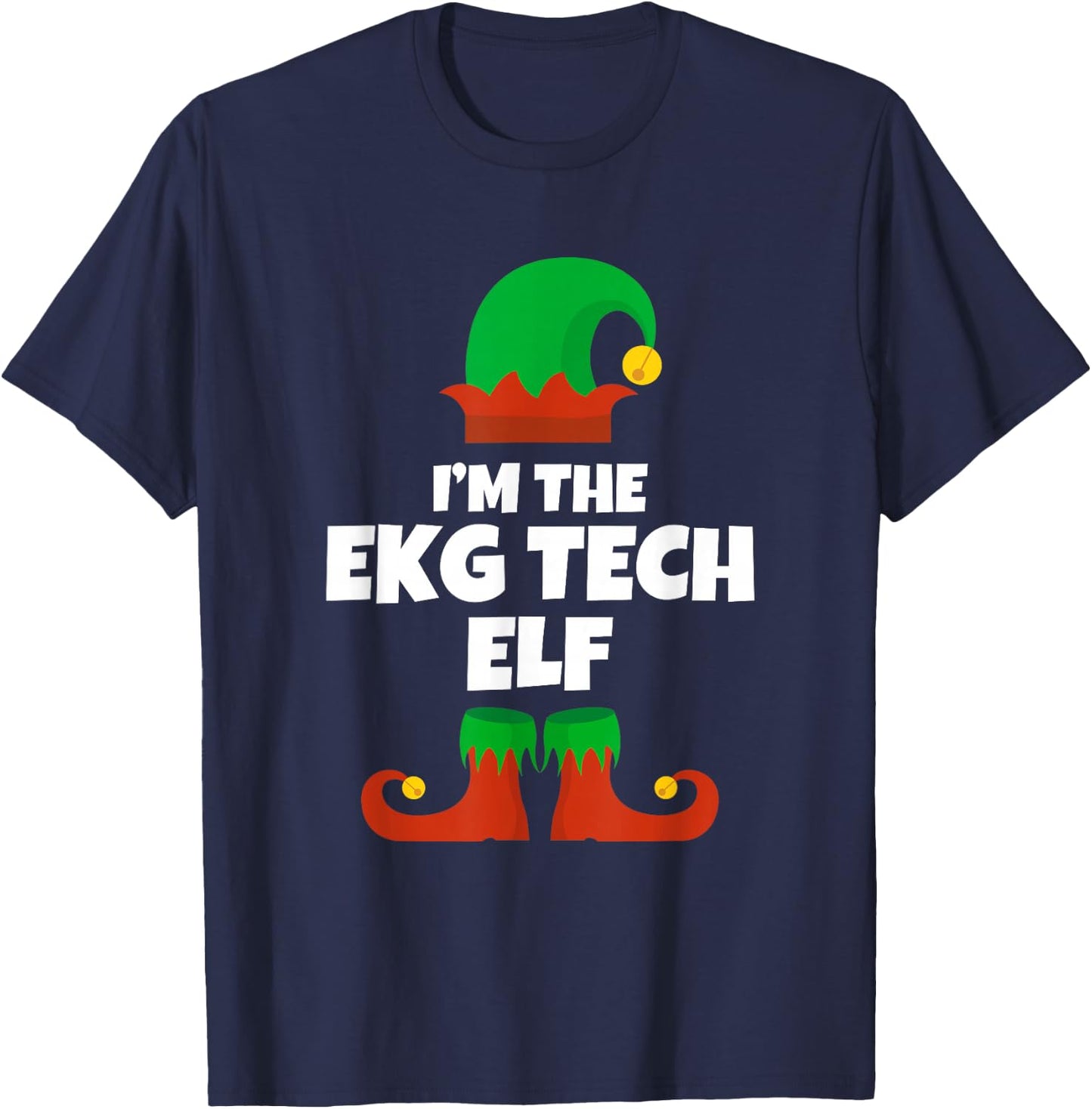 I'm Ekg Tech Elf Family Pajama Christmas Electrocardiograph T-Shirt - T-Shirt | Navy