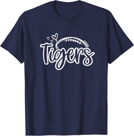 Football Tigers School Sports Fan Team Spirit T-Shirt - T-Shirt | Navy