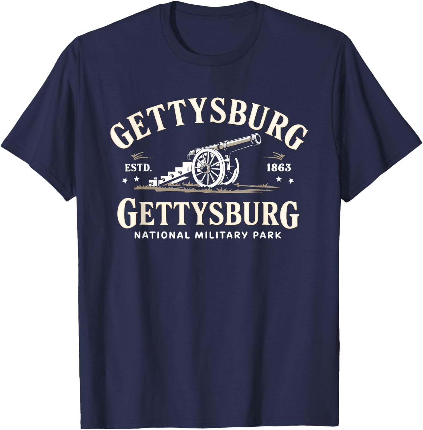 Gettysburg National Military Park ESTD 1863 Cannon History T-Shirt - T-Shirt | Navy