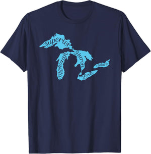 Great Lakes Michigan Detroit Michigan Great Lakes T-Shirt - T-Shirt | Navy
