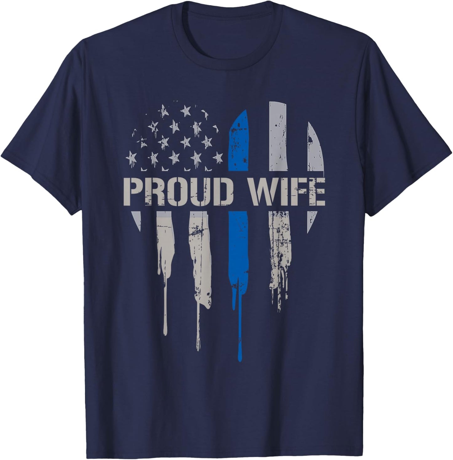 Police Wife Thin Blue Line Law Enforcement Support Family T-Shirt - T-Shirt | Navy