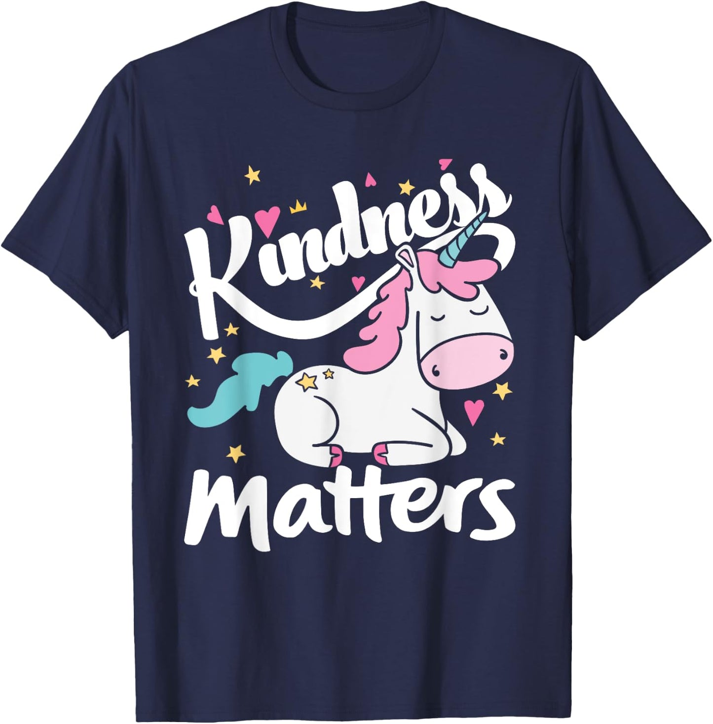 Kindness Matters Unicorn Be Kind Stop Bullies Be Love T-Shirt - T-Shirt | Navy