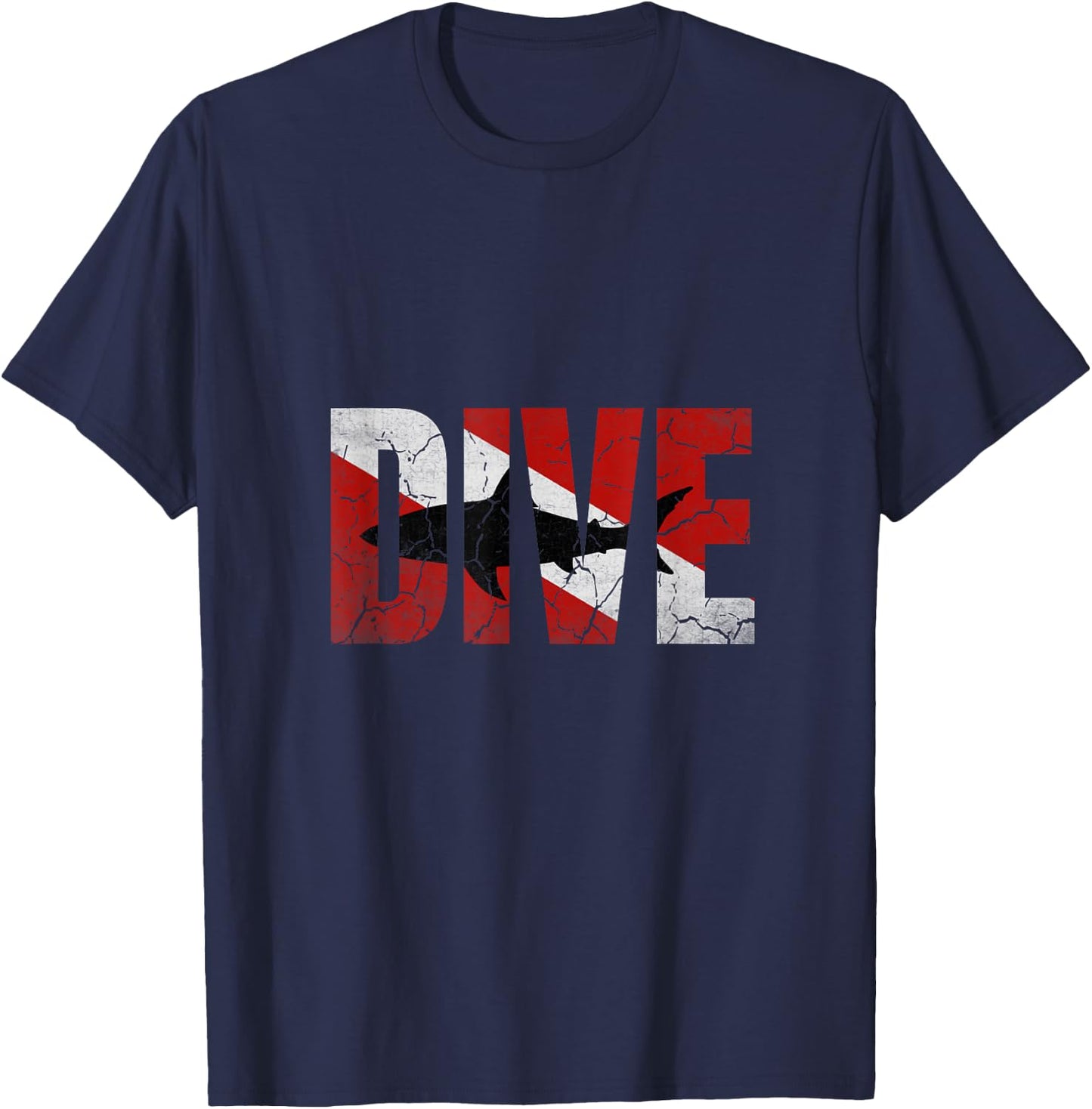 Shark Scuba Diving Flag I Freediving Deep Sea Diver Gift T-Shirt - T-Shirt | Navy