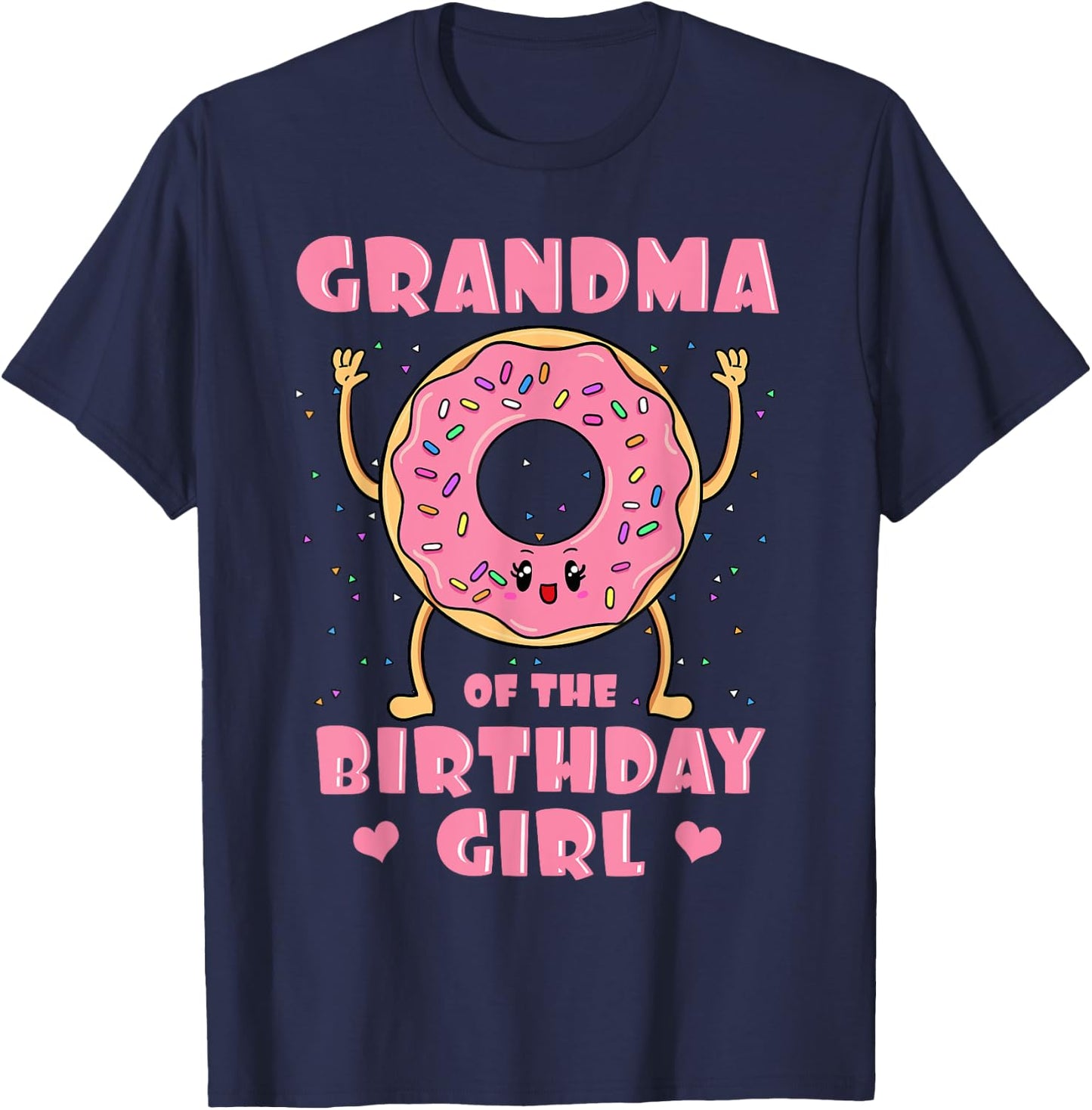 Grandma Of The Birthday Girl Doughnut Dessert Granny T-Shirt - T-Shirt | Navy
