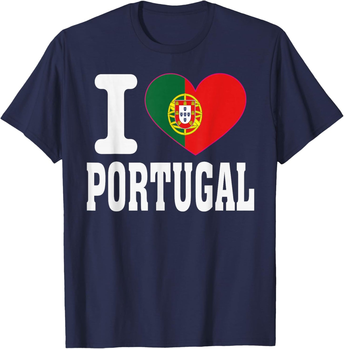 I Love Portugal Heart Souvenir Lovers Pride Travel T-Shirt - T-Shirt | Navy