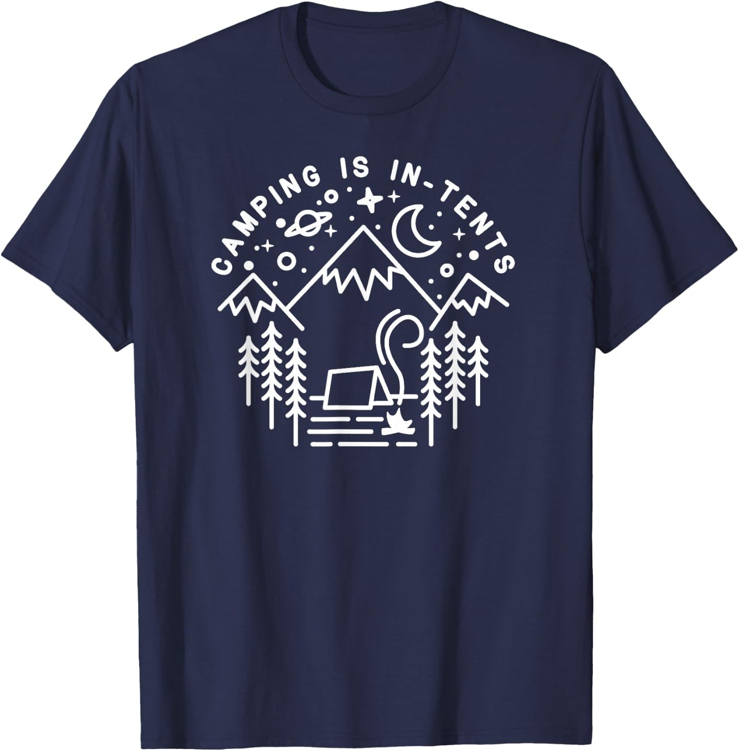 Camping is In-Tents Line Art Funny Outdoors Hiking Gift T-Shirt - T-Shirt | Navy