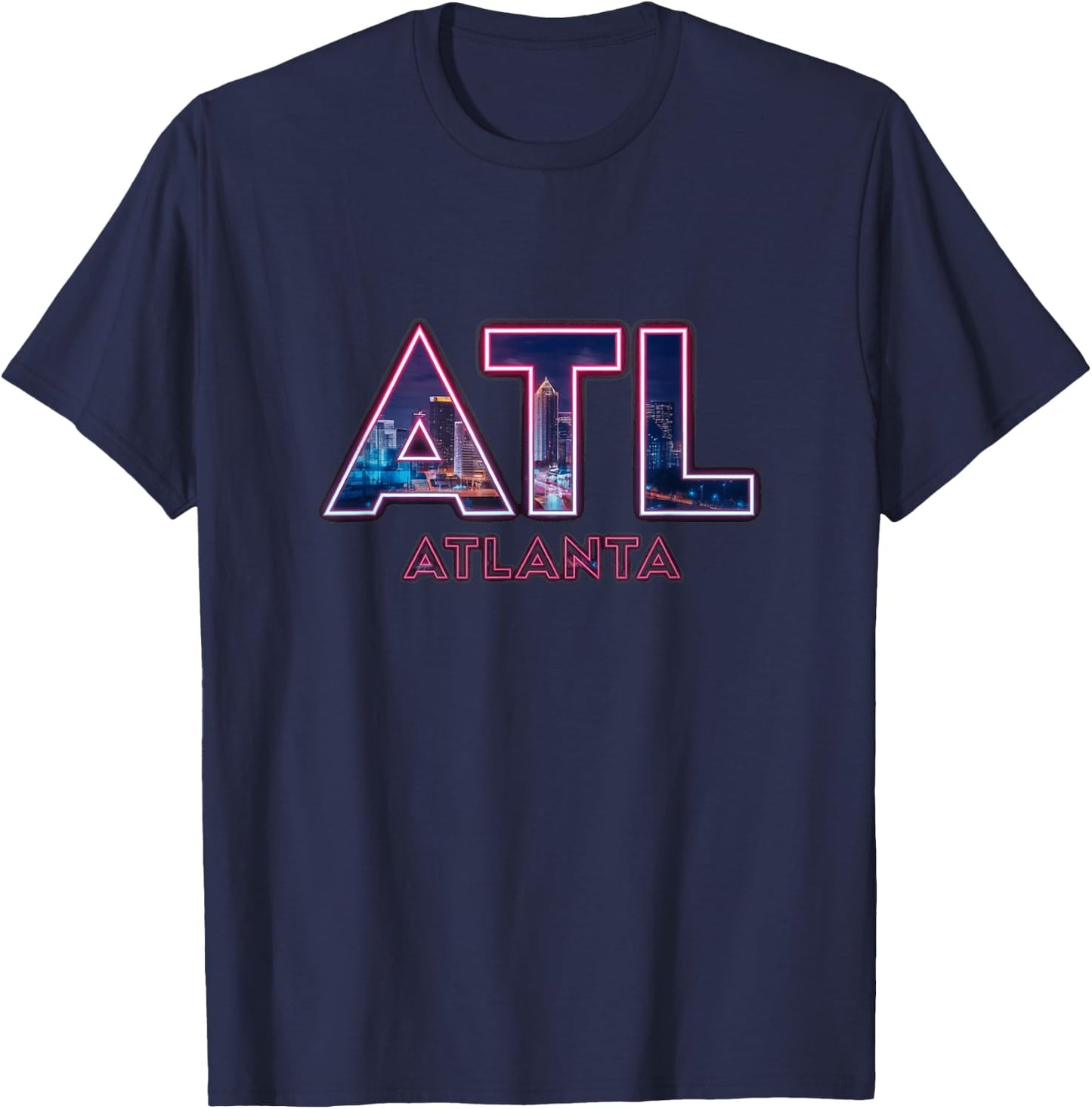 Atlanta ATL City Skyline Design T-Shirt - T-Shirt | Navy