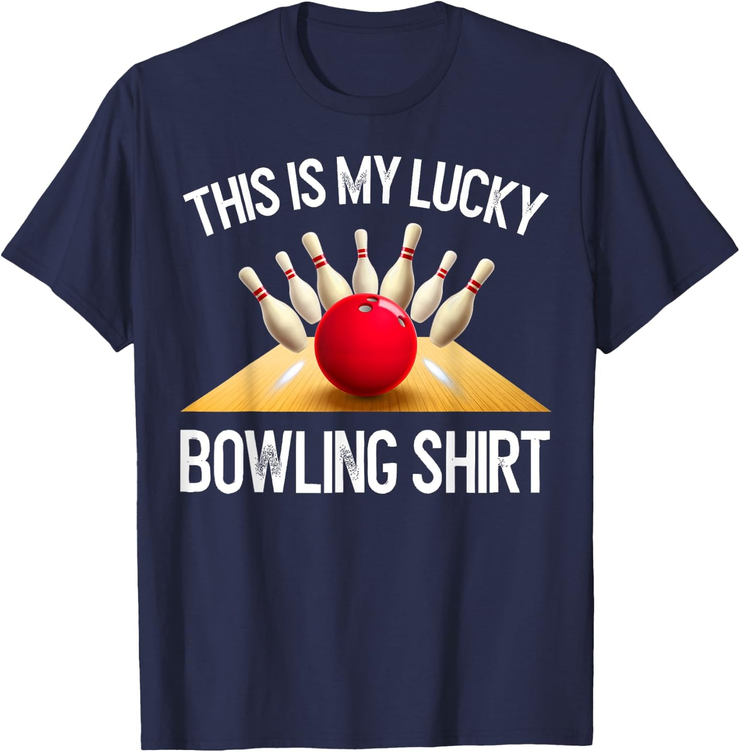 Funny LUCKY BOWLING Team Vintage Retro Gift T-Shirt - T-Shirt | Navy