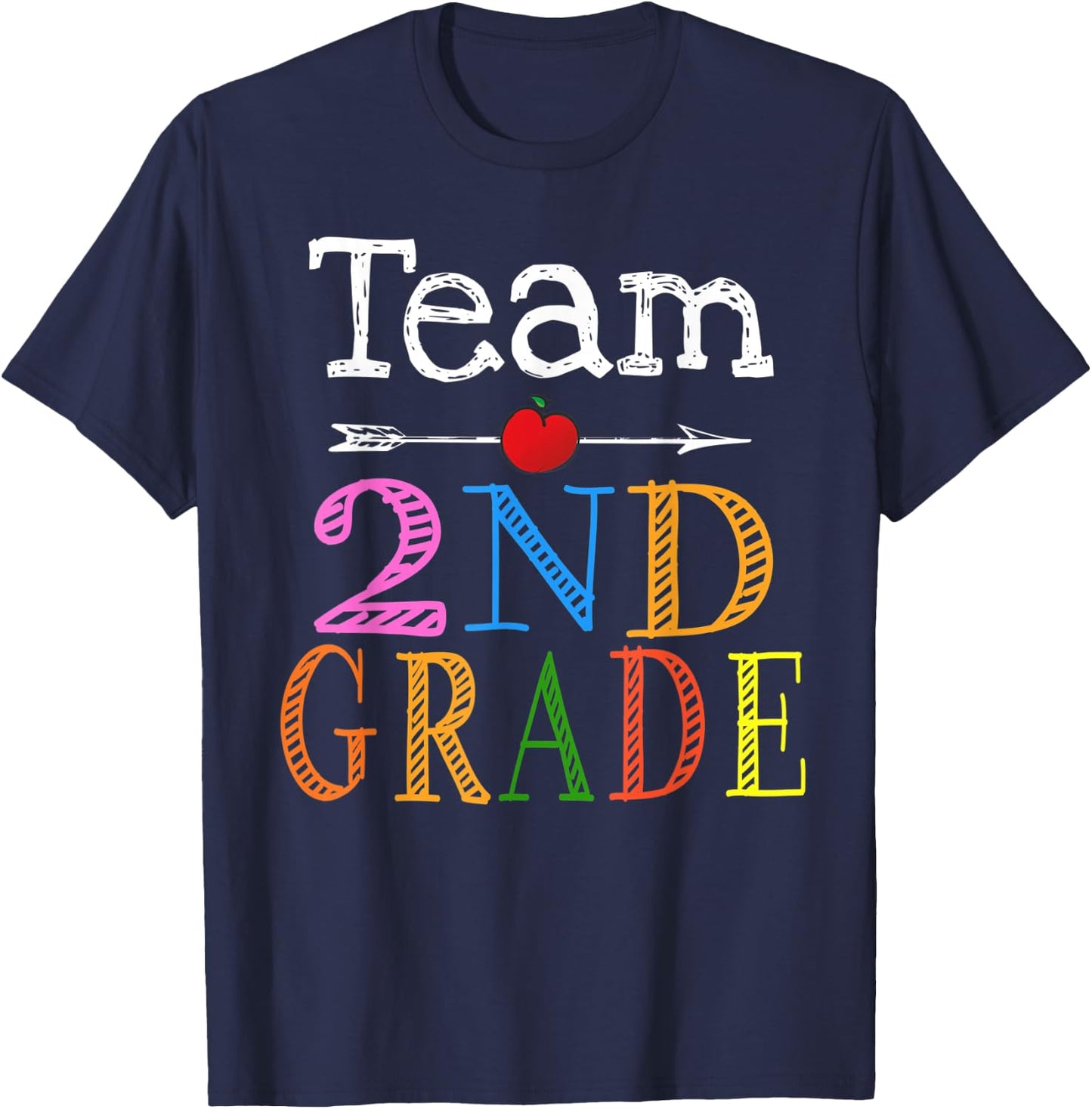 Team 2nd Second Grade Teacher Student Back To School Funny Women Kids T-Shirt - T-Shirt | Navy