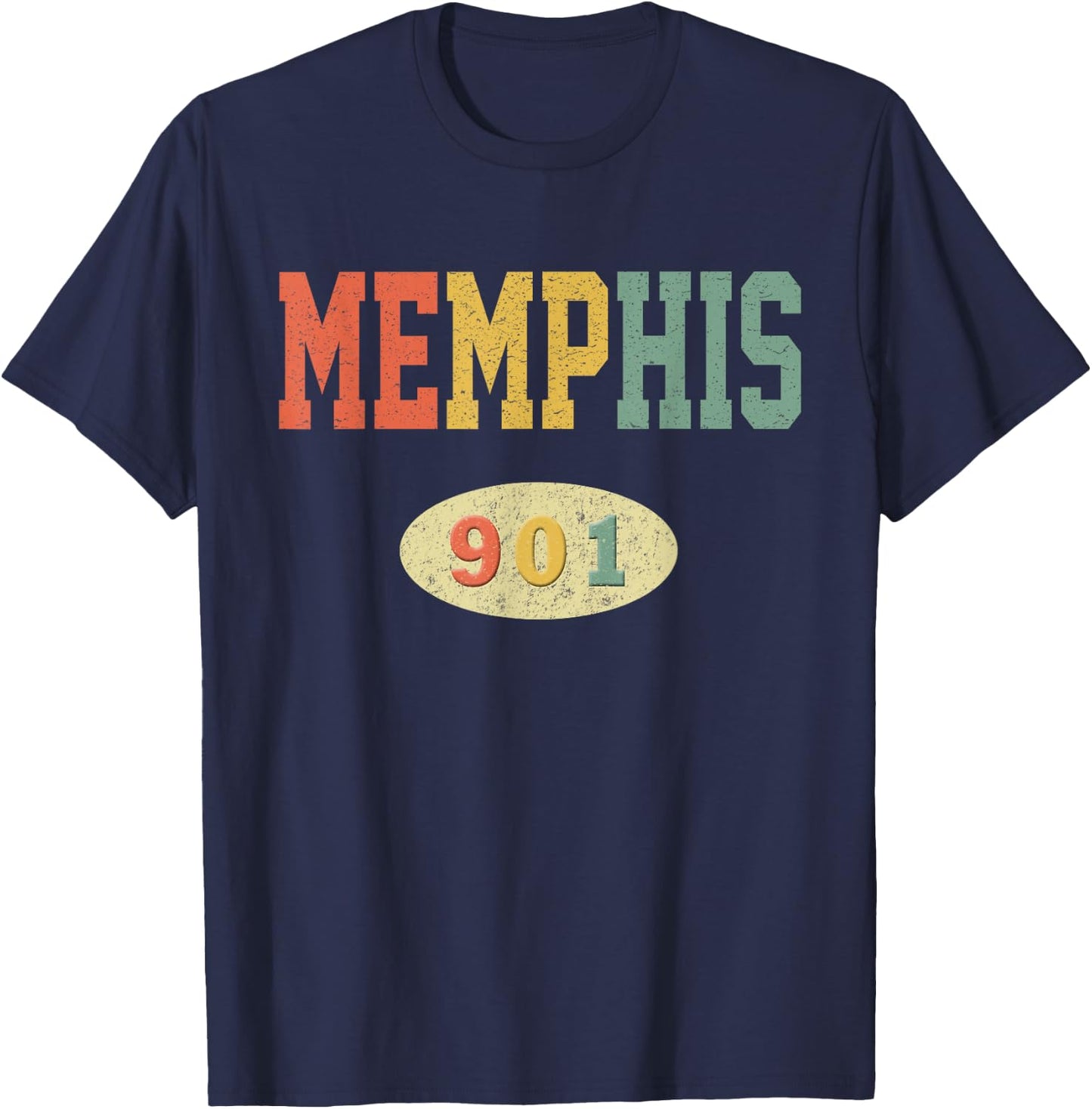 Vintage Memphis Shirt Area Code 901 Retro TN T-Shirt - T-Shirt | Navy