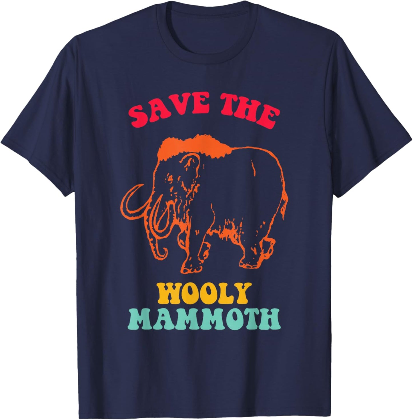 Save The Wooly Mammoth Retro Vintage T-Shirt - T-Shirt | Navy