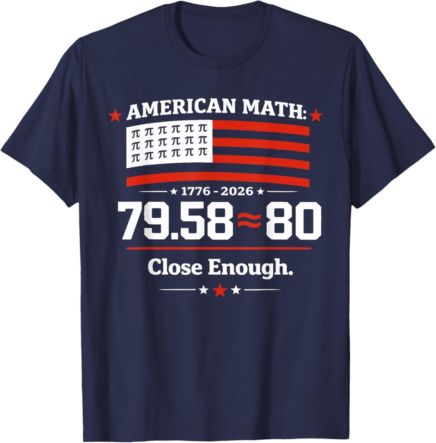 Pi Day American Flag Patriotic Math Nerd Geek 3.14 July 4th T-Shirt - T-Shirt | Navy