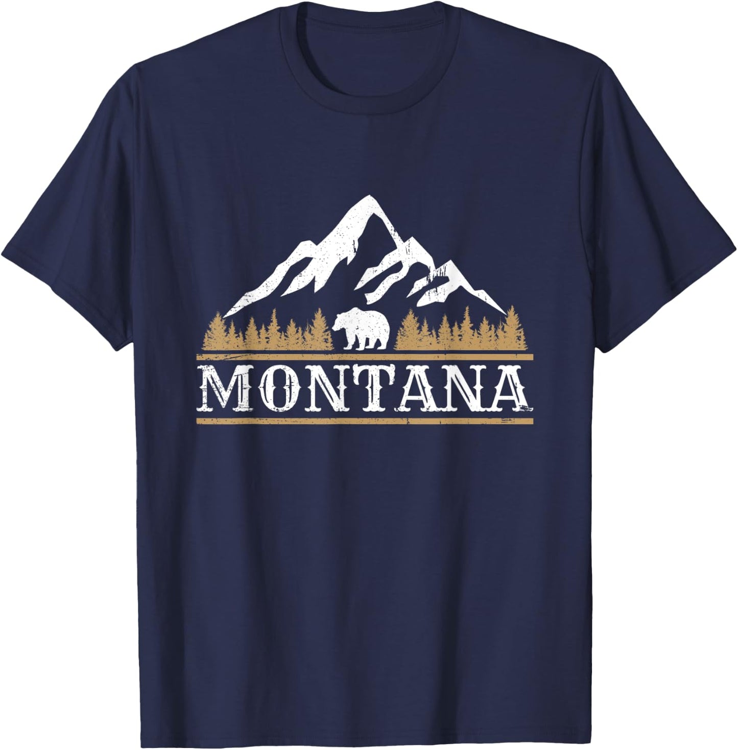 Rugged Montana Mountain Bear Outdoor Hiking Adventure T-Shirt - T-Shirt | Navy