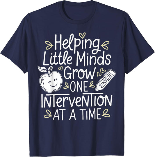 Intervention Teacher Little Minds Grow Witty Intervention T-Shirt - T-Shirt | Navy