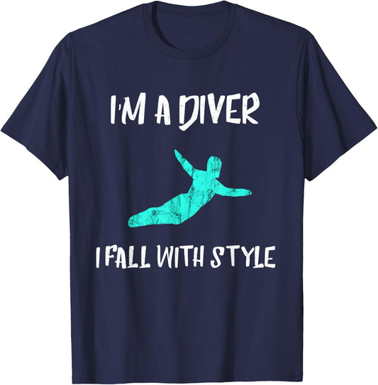 Springboard Diver Diving Platform Diving Aquatic Sport T-Shirt - T-Shirt | Navy