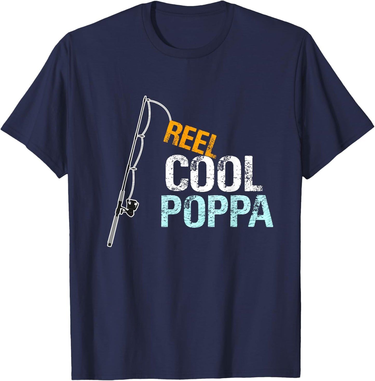 Poppa Gift from Granddaughter Grandson Reel Cool Poppa T-Shirt - T-Shirt | Navy