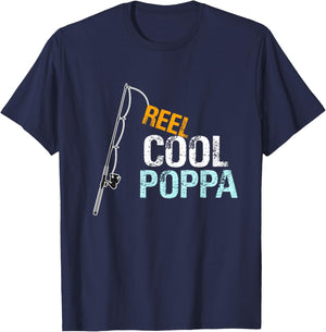 Poppa Gift from Granddaughter Grandson Reel Cool Poppa T-Shirt - T-Shirt | Navy