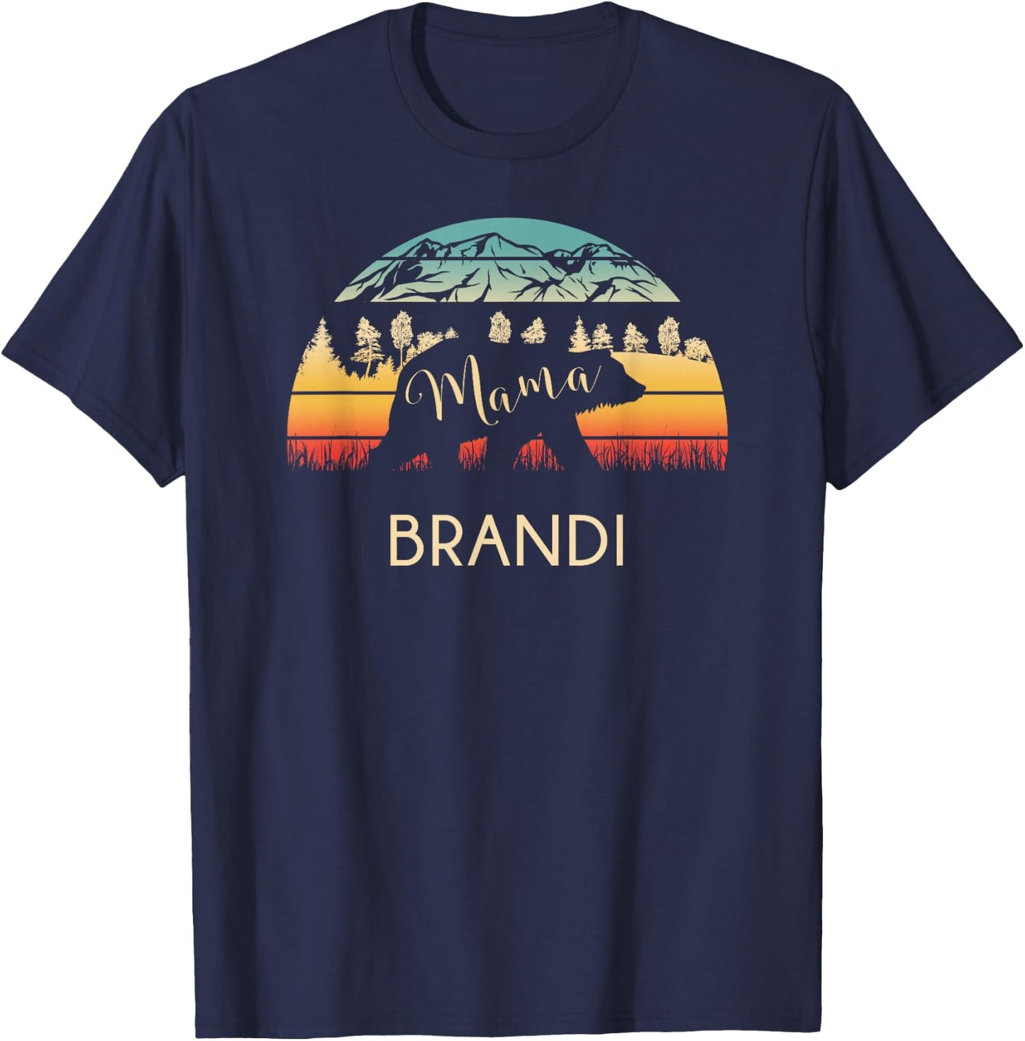 Brandi Name Shirt Retro Mama Bear Mothers Day Gift T-Shirt - T-Shirt | Navy