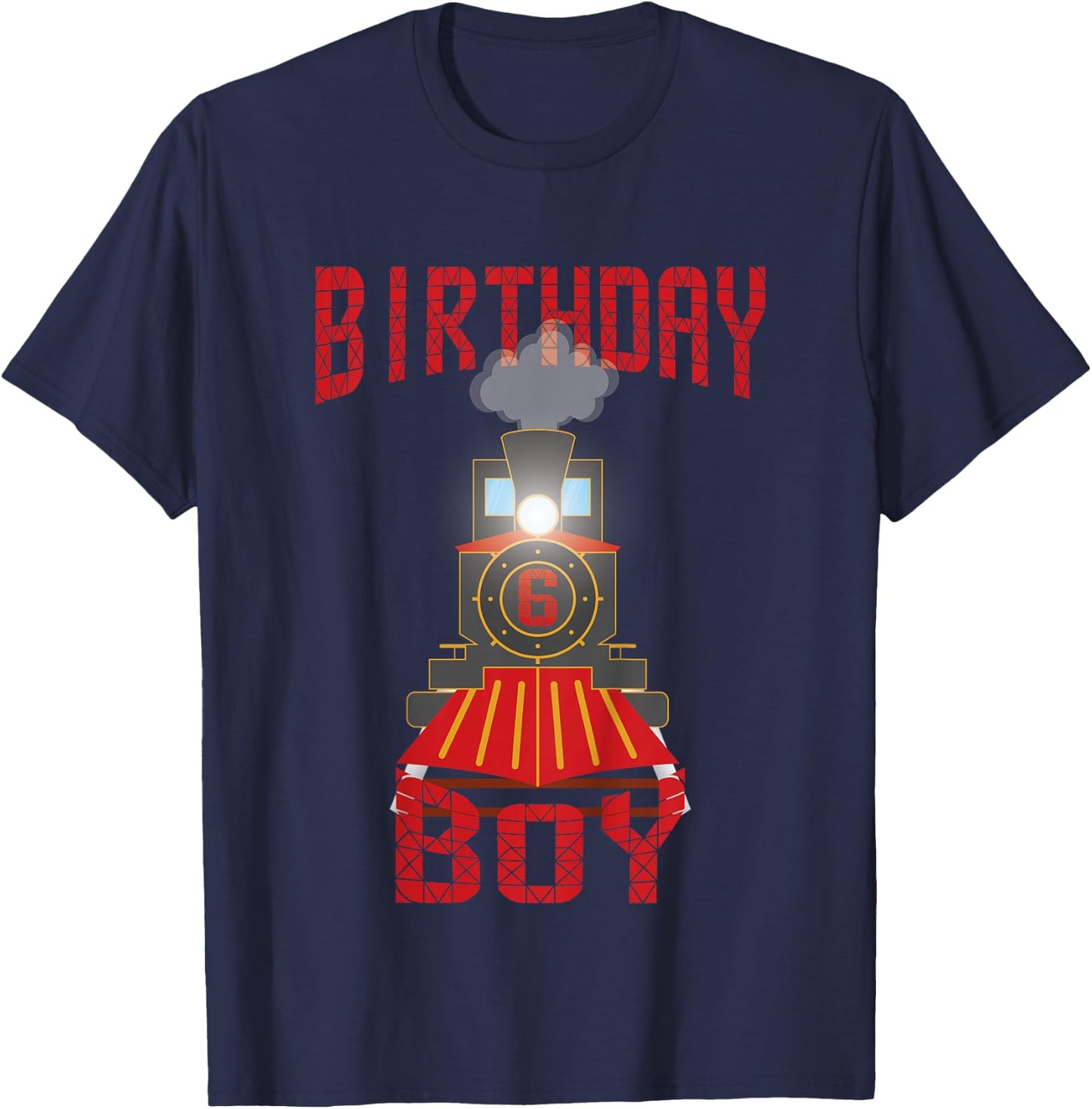 Kids 6th birthday train t shirt Gift six 6 years old boys T-Shirt - T-Shirt | Navy