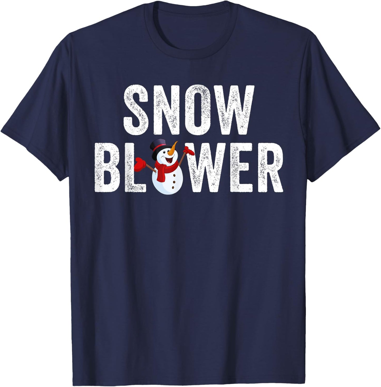 Snowman and Snow Blower Couples Matching Christmas Costume T-Shirt - T-Shirt | Navy