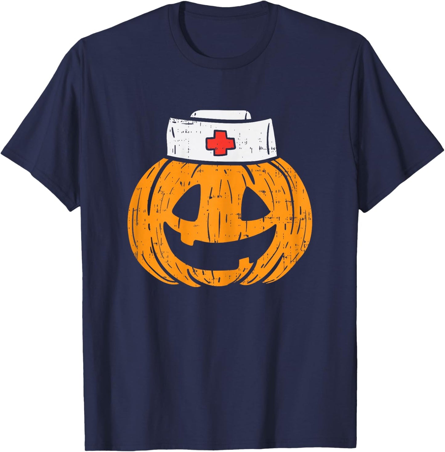Pumpkin Nurse Funny Scary Halloween Costume RN CNA ICU Girls T-Shirt - T-Shirt | Navy