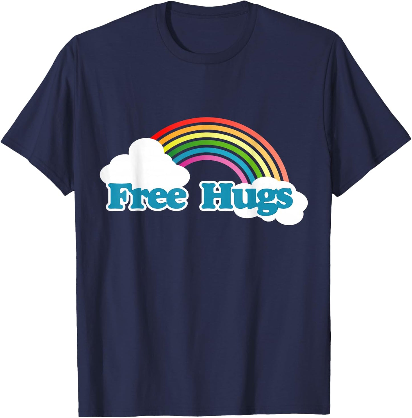 Free hugs shirt retro 80s rainbow I'm a hugger T-Shirt - T-Shirt | Navy