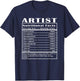 Artist Nutritional Facts T-Shirt - T-Shirt | Navy