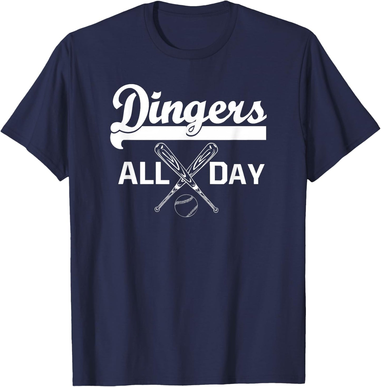 Dingers All Day Baseball Mom and Dad Funny Shirt Gift T-Shirt - T-Shirt | Navy